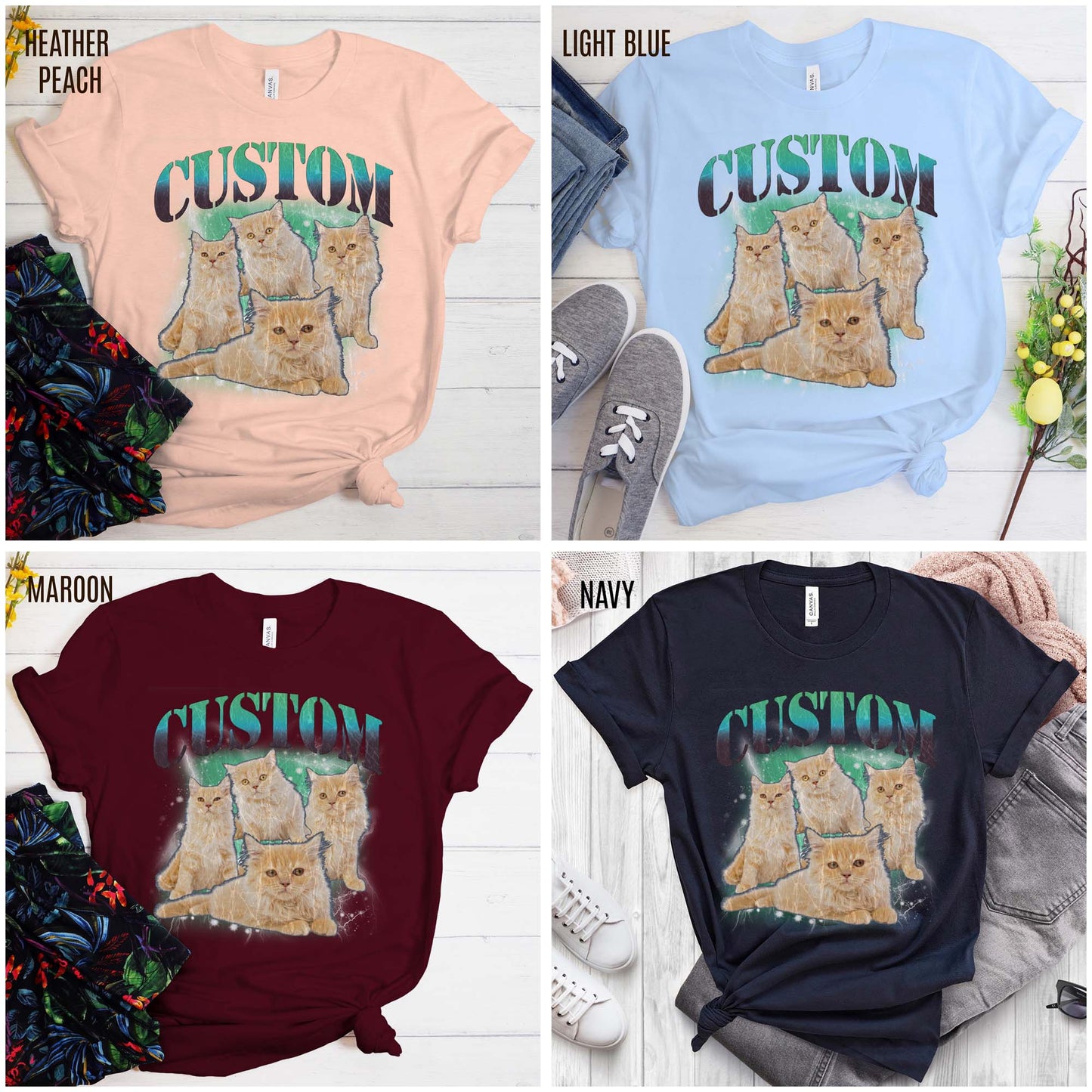 Retro Custom Cat Bootleg Tee, Custom Cat Shirt, Custom Cat Lover Gift, Custom dog portrait, Vintage Funny Cat Shirt, Bootleg Shirt, T1395