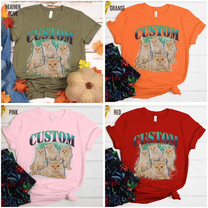 Retro Custom Cat Bootleg Tee, Custom Cat Shirt, Custom Cat Lover Gift, Custom dog portrait, Vintage Funny Cat Shirt, Bootleg Shirt, T1395