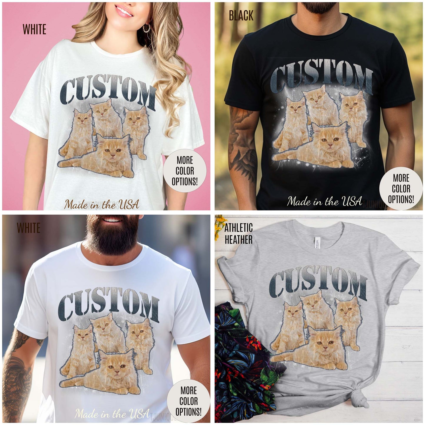 Retro Custom Cat Bootleg Tee, Custom Cat Shirt, Custom Cat Lover Gift, Custom dog portrait, Vintage Funny Cat Shirt, Bootleg Shirt, T1396