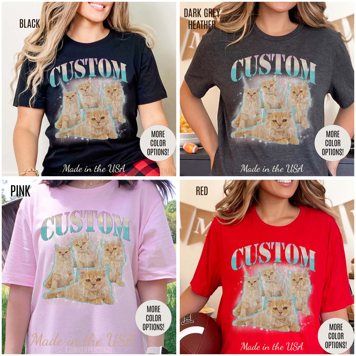 Retro Custom Cat Bootleg Tee, Custom Cat Shirt, Custom Cat Lover Gift, Custom dog portrait, Vintage Funny Cat Shirt, Bootleg Shirt, T1397