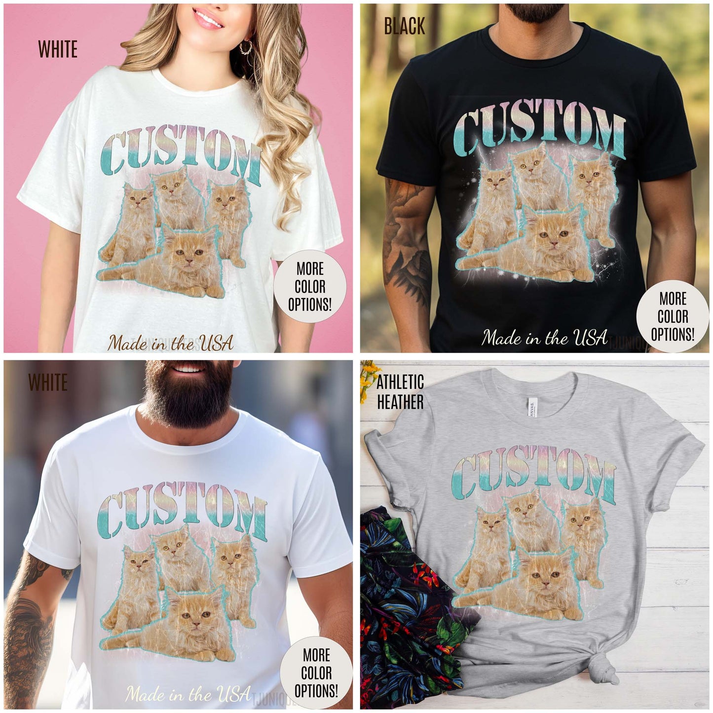 Retro Custom Cat Bootleg Tee, Custom Cat Shirt, Custom Cat Lover Gift, Custom dog portrait, Vintage Funny Cat Shirt, Bootleg Shirt, T1397