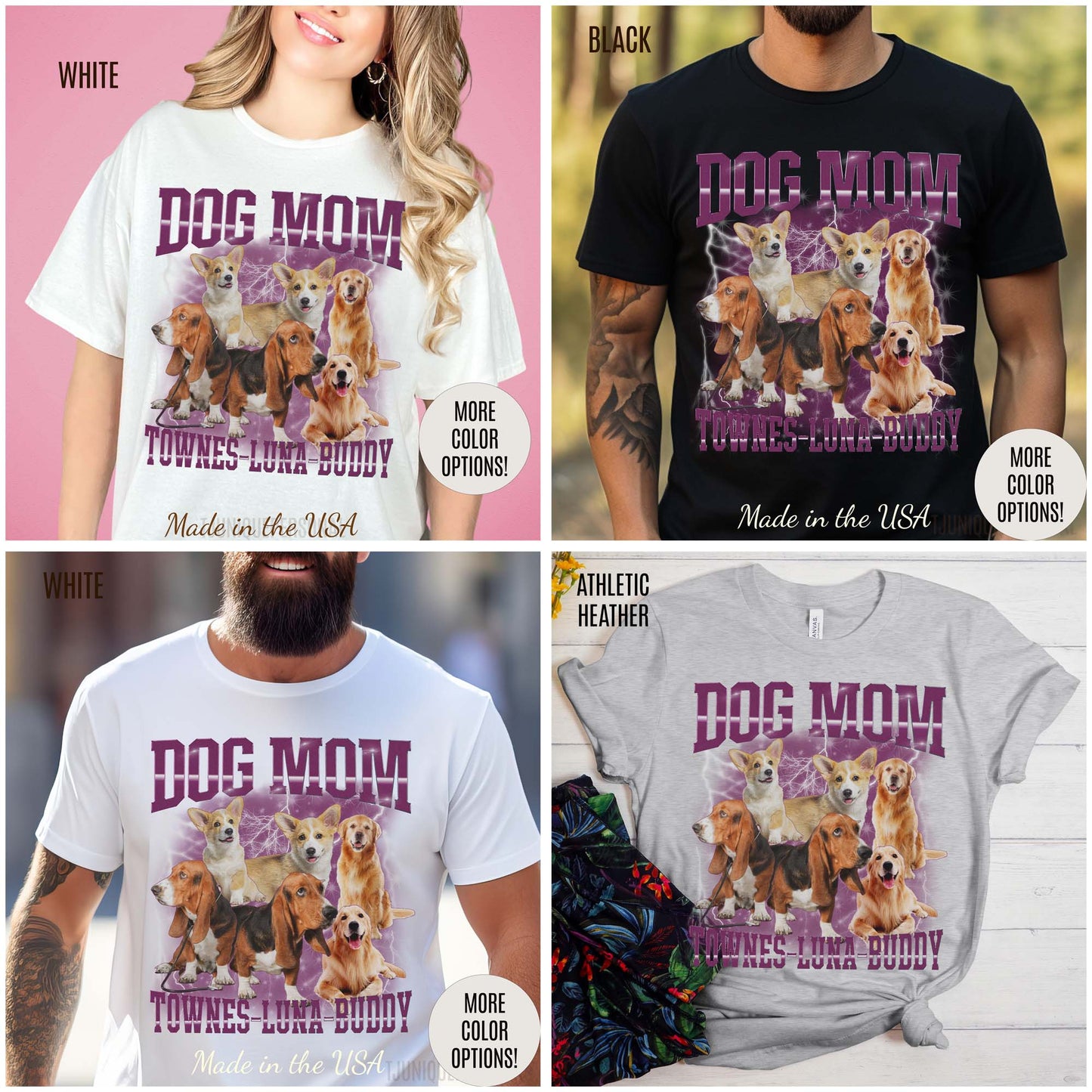 Custom Retro Dog Bootleg Shirt, Dog Mom Shirt, Dog Bootleg Retro 90's Tee, Custom Pet Photo, Custom Pet Portrait, Pet Lovers Gift, T1435