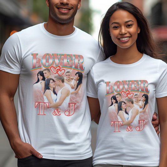 Custom Bootleg Tee for couple, Custom shirt for couple, Custom bootleg tee photo shirt for lover, couple shirt for lover, T1360
