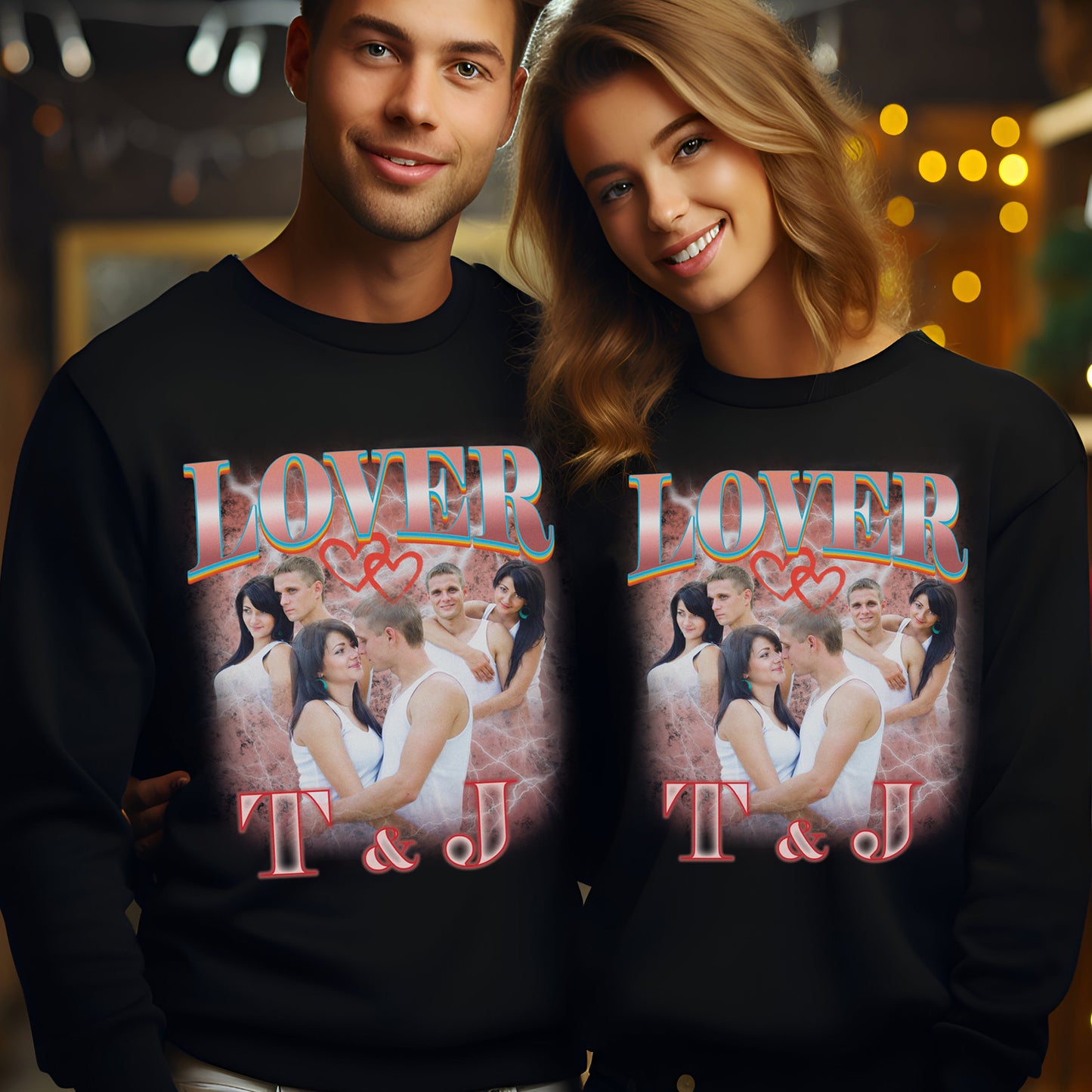 Custom Bootleg Tee for couple, Custom Sweatshirt for couple, Custom bootleg photo Sweatshirt for lover, couple Sweatshirt for lover, S1360