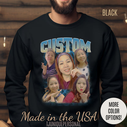 Custom Bootleg Rap Sweatshirt, Vintage Graphic 90s Custom Photo Sweatshirt, Custom Photo Sweatshirt, Sweatshirt Gift For Lover Rap, S1328