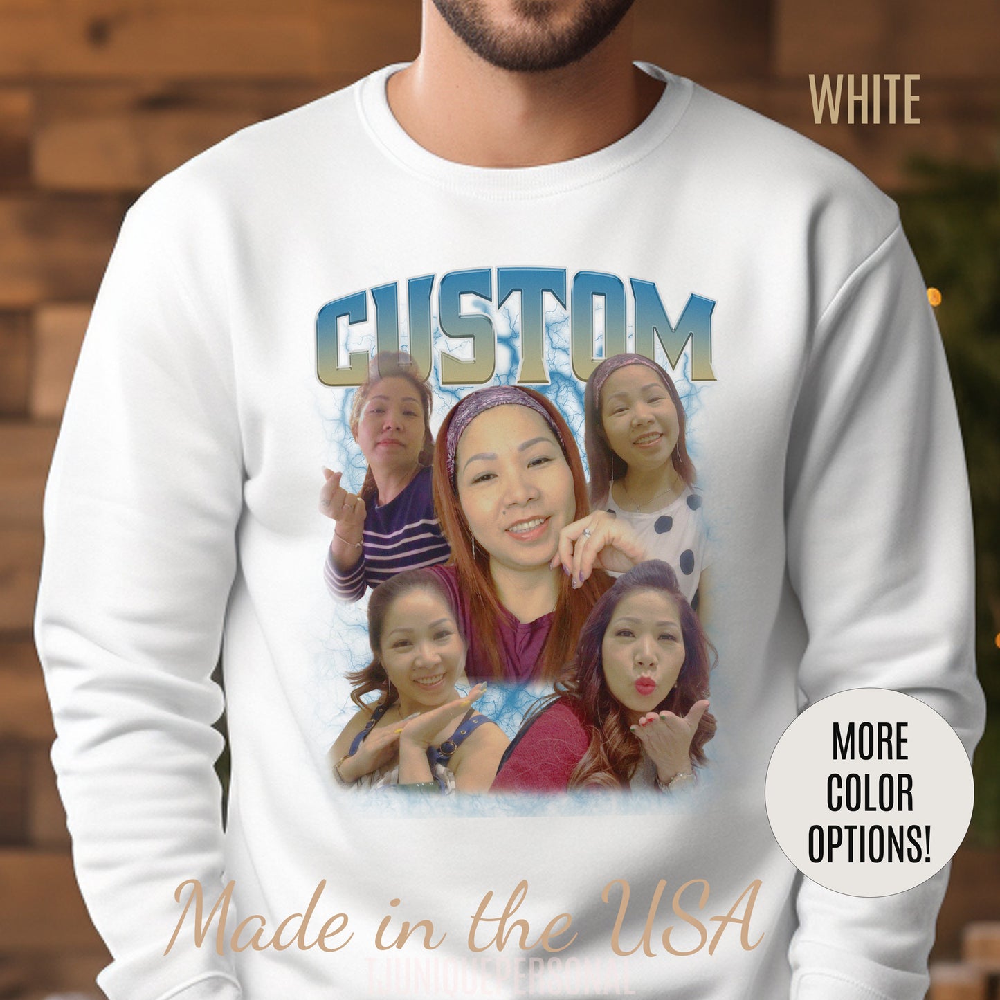 Custom Bootleg Rap Sweatshirt, Vintage Graphic 90s Custom Photo Sweatshirt, Custom Photo Sweatshirt, Sweatshirt Gift For Lover Rap, S1328