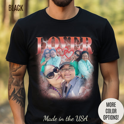 Custom Bootleg Tee for couple, Custom shirt for couple, Custom bootleg tee photo shirt for lover, couple shirt for lover, T1329