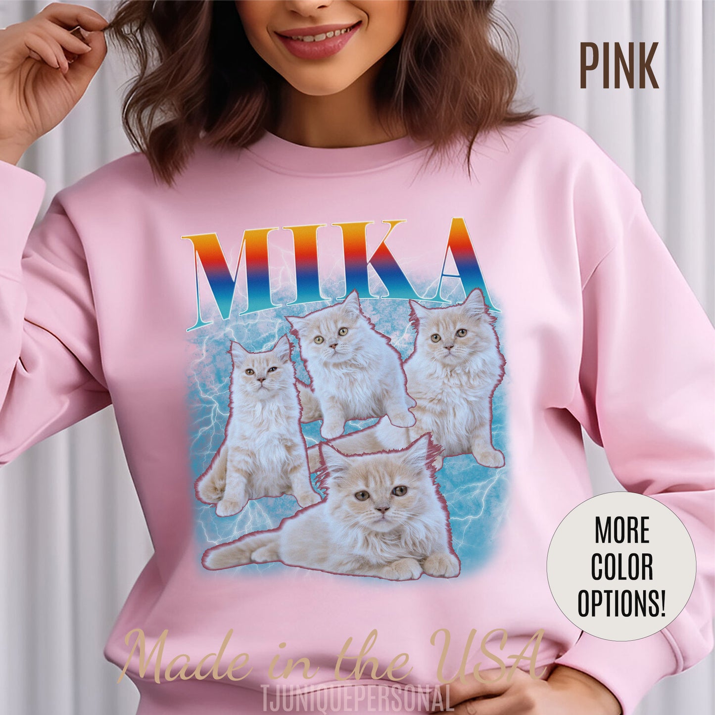 Pet Custom Vintage Sweatshirt, Custom Bootleg Rap Sweatshirt Cat Bootleg Retro 90's Sweatshirt Gift For Her Customize Pet Sweatshirt, SW1333