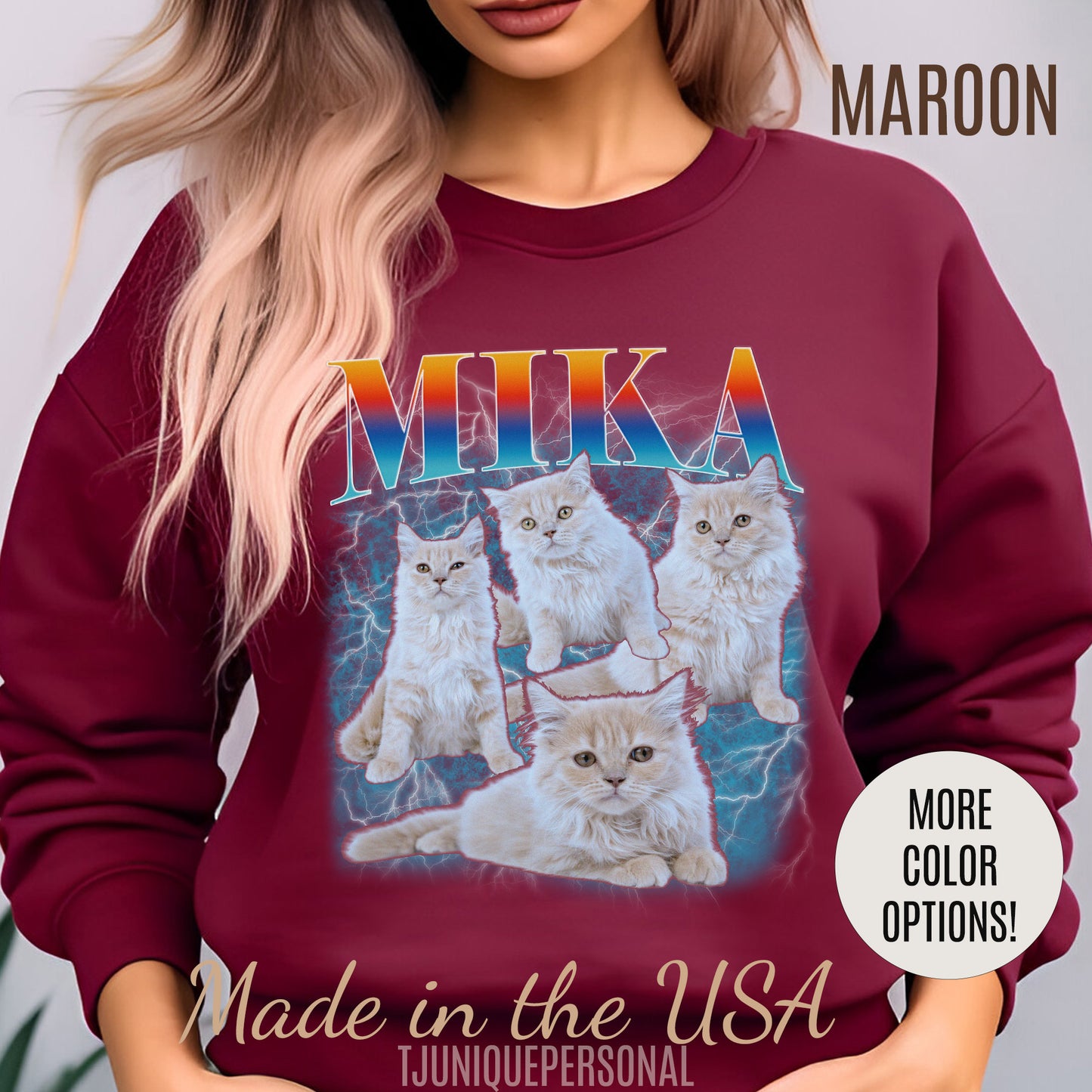 Pet Custom Vintage Sweatshirt, Custom Bootleg Rap Sweatshirt Cat Bootleg Retro 90's Sweatshirt Gift For Her Customize Pet Sweatshirt, SW1333