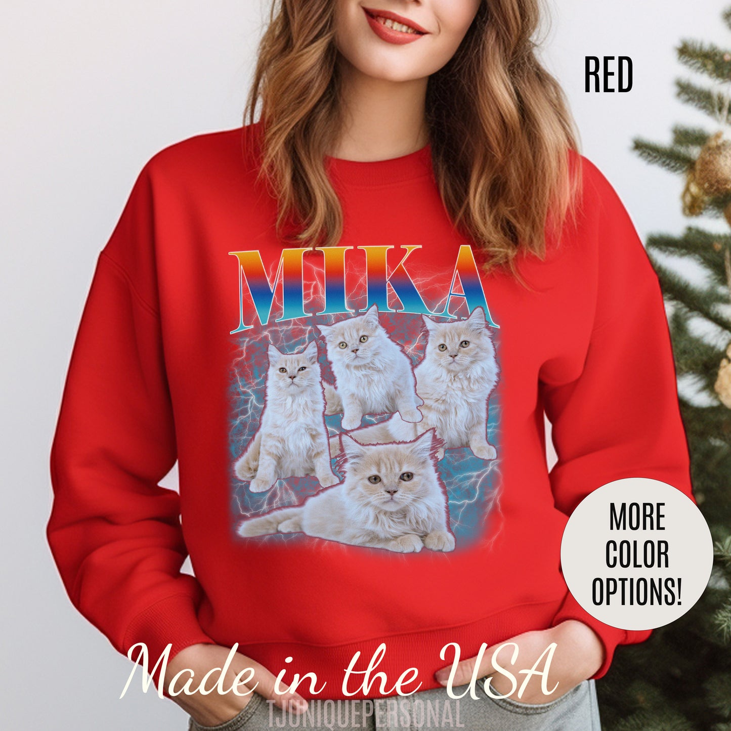 Pet Custom Vintage Sweatshirt, Custom Bootleg Rap Sweatshirt Cat Bootleg Retro 90's Sweatshirt Gift For Her, Customize Pet Sweatshirt, S1333