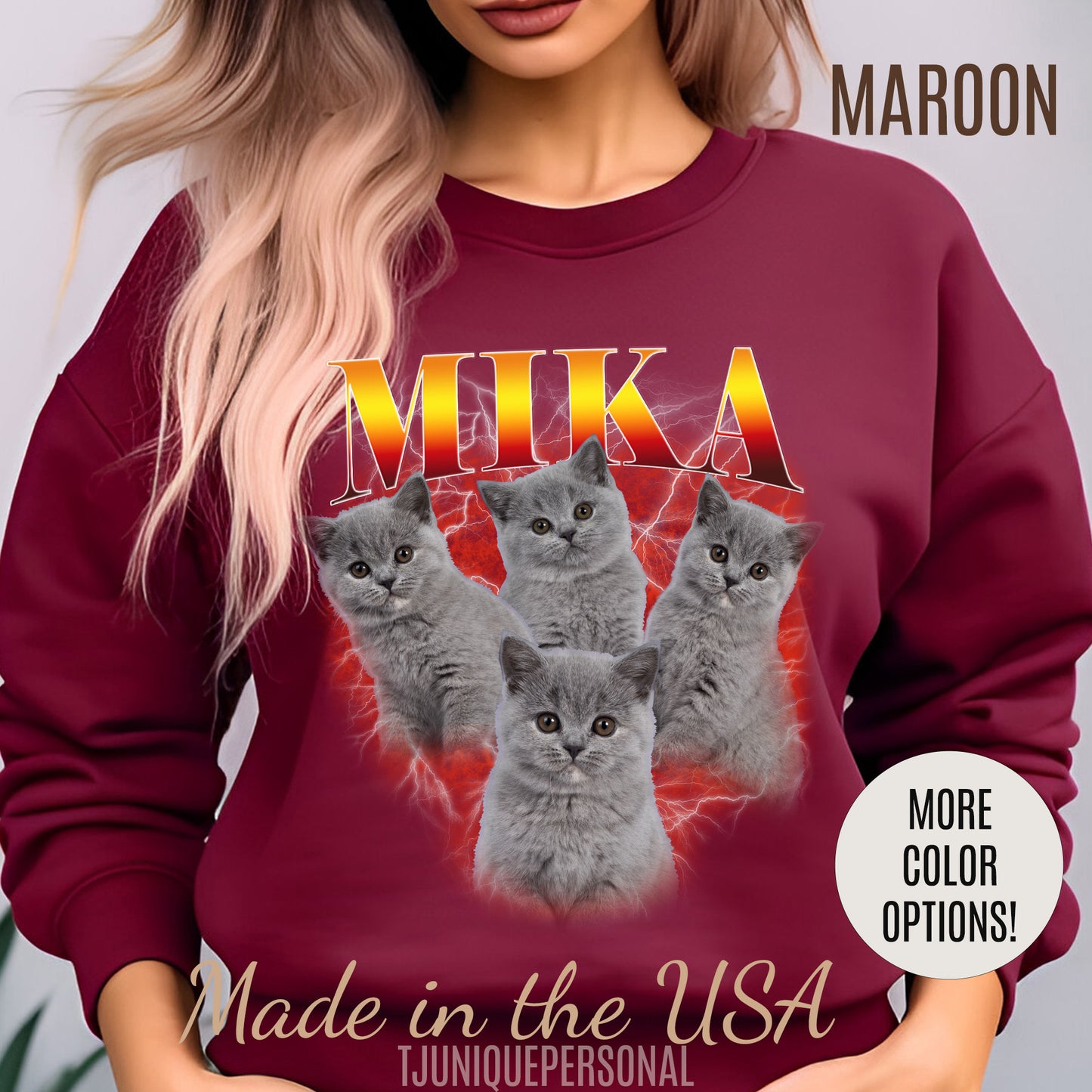 Pet Custom Vintage Sweatshirt, Custom Bootleg Rap Sweatshirt Cat Bootleg Retro 90's Sweatshirt Gift For Her Customize Pet Sweatshirt, SW1334