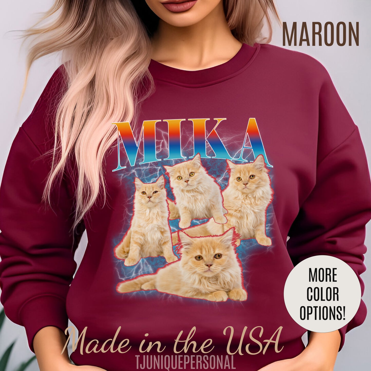 Pet Custom Vintage Sweatshirt, Custom Bootleg Rap Sweatshirt Cat Bootleg Retro 90's Sweatshirt Gift For Her Customize Pet Sweatshirt, SW1335