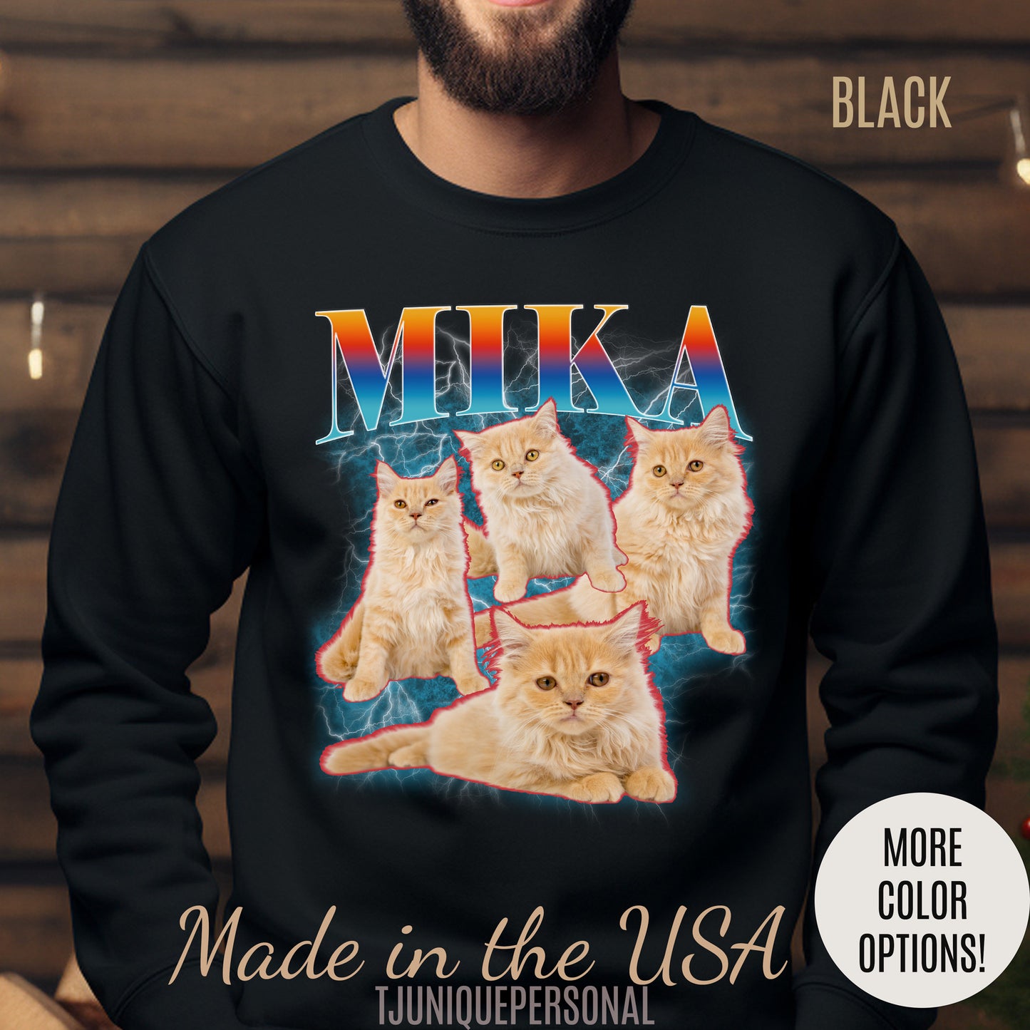 Pet Custom Vintage Sweatshirt, Custom Bootleg Rap Sweatshirt Cat Bootleg Retro 90's Sweatshirt Gift For Her, Customize Pet Sweatshirt, S1335