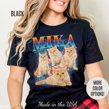 Pet Custom Vintage Shirt, Custom Bootleg Rap Tee Cat, Cat Bootleg Retro 90's Tee Gift For Her, Customize Pet Shirts, T1335