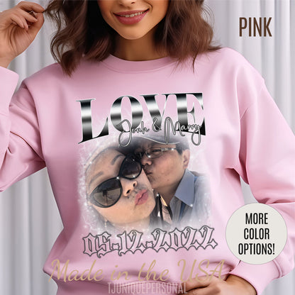 Custom Bootleg Rap Sweatshirt, Vintage Graphic 90s Custom Photo Sweatshirt, Custom Photo Sweatshirt, Sweatshirt Gift For Lover Rap, SW1337