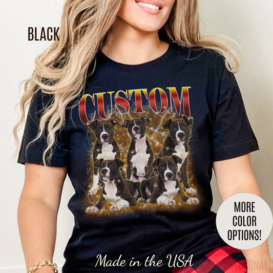 Custom Pet Vintage Washed Shirt, Retro 90s Dog Bootleg Shirt, Personalized Pet Photo Prints, Ideal for Pet Lovers, Gift for lover pet, T1339