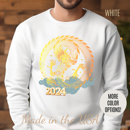 Chinese New Year 2024 Dragon Sweatshirt, Year of the Dragon 2024 Sweatshirt, Chinese New Year Tee, Floral Dragon Sweatshirt, S1345