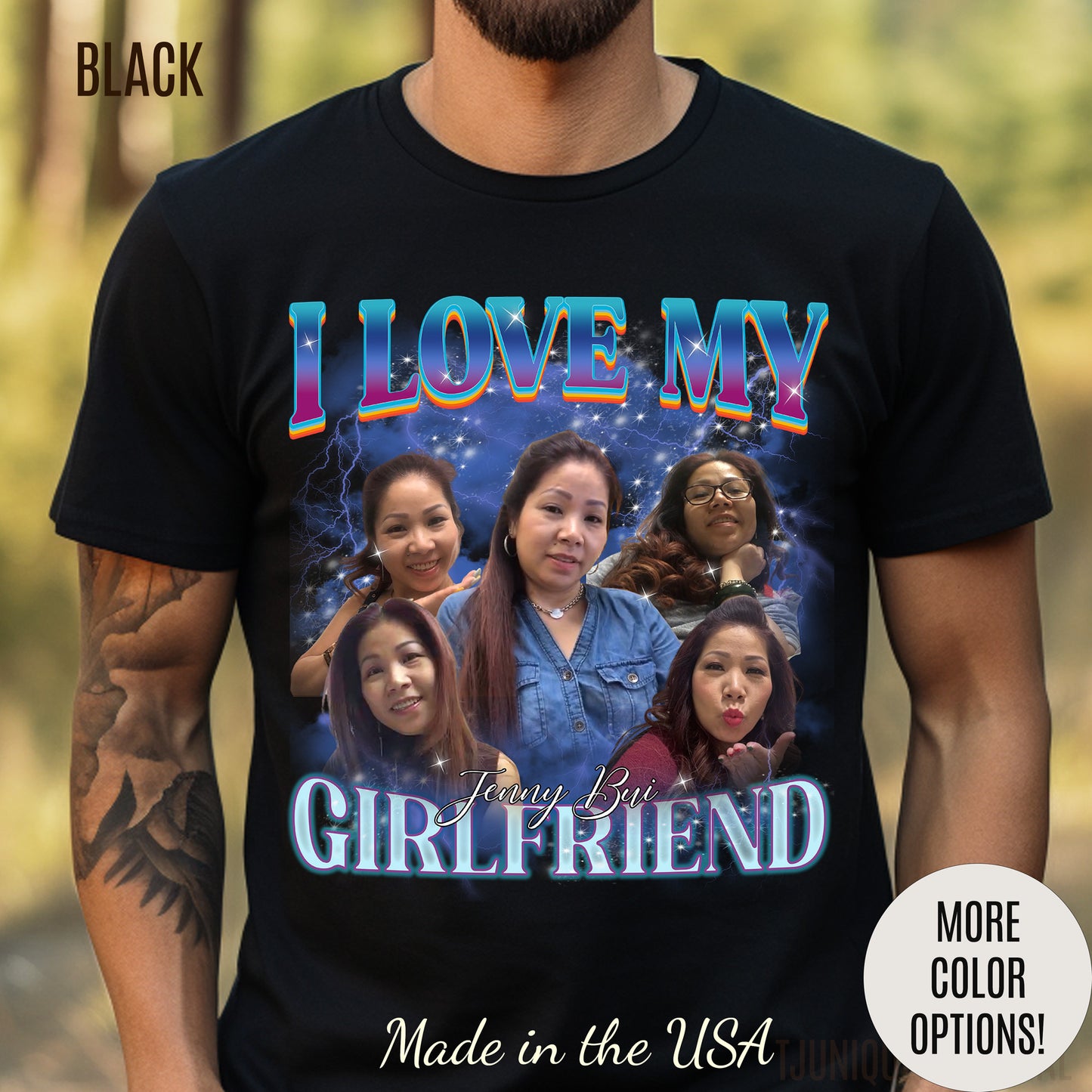 Custom Bootleg Rap Tee, I Love My Girlfriend Shirt, Custom Wife Photo Shirt, Vintage Graphic 90s Tshirt, Valentine's Shirt Gift, T1348