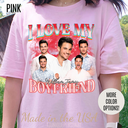 Custom bootleg rap I Love My Boyfriend Shirt, Customized Photo Bootleg Rap Tee, Valentine Matching Couple Shirt, Custom Image Shirt, T1358