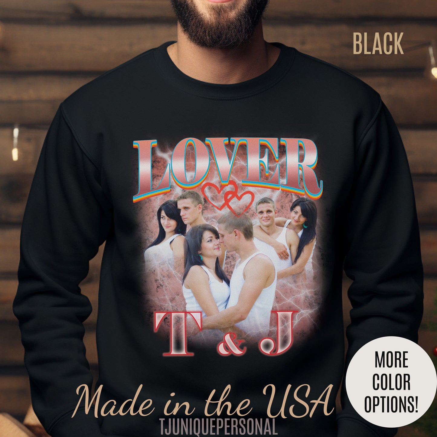 Custom Bootleg Tee for couple, Custom Sweatshirt for couple, Custom bootleg photo Sweatshirt for lover, couple Sweatshirt for lover, S1360