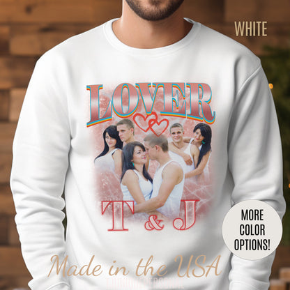 Custom Bootleg Tee for couple, Custom Sweatshirt for couple, Custom bootleg photo Sweatshirt for lover, couple Sweatshirt for lover, S1360