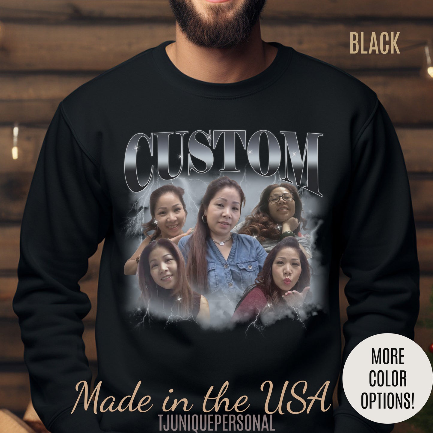 Custom Your Own Bootleg Tee, Retro Custom Bootleg Rap Tee, Custom Photo Sweatshirt, Insert Your Design Vintage Graphic 90s Sweatshirt, S1375