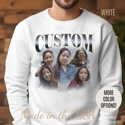 Custom Your Own Bootleg Tee, Retro Custom Bootleg Rap Tee, Custom Photo Sweatshirt, Insert Your Design Vintage Graphic 90s Sweatshirt, S1375