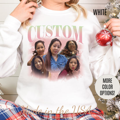 Custom Your Own Bootleg Tee, Retro Custom Bootleg Rap Tee, Custom Photo Sweatshirt, Insert Your Design Vintage Graphic 90s Sweatshirt, S1383