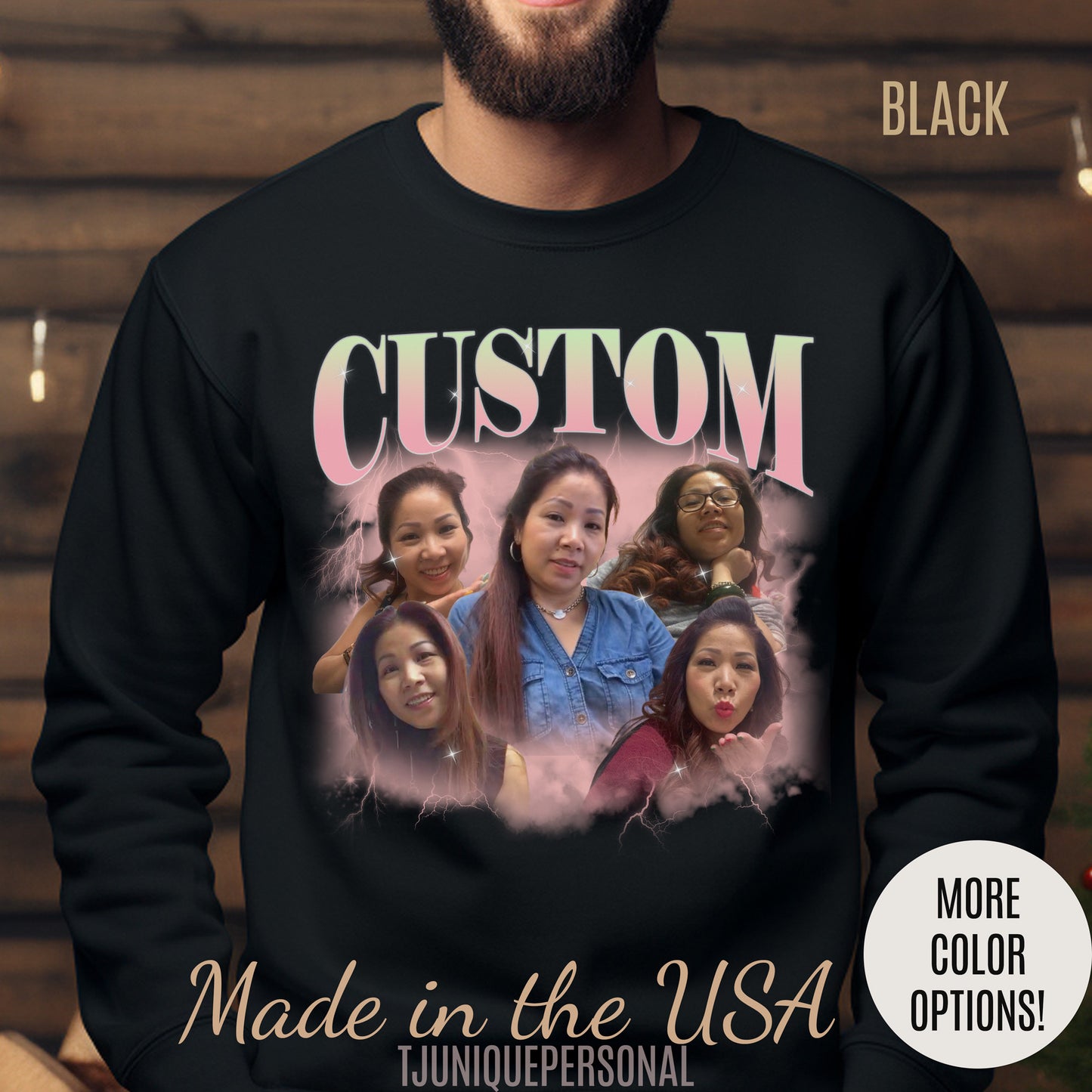 Custom Your Own Bootleg Tee, Retro Custom Bootleg Rap Tee, Custom Photo Sweatshirt, Insert Your Design Vintage Graphic 90s Sweatshirt, S1383