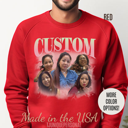 Custom Your Own Bootleg Tee, Retro Custom Bootleg Rap Tee, Custom Photo Sweatshirt, Insert Your Design Vintage Graphic 90s Sweatshirt, S1383