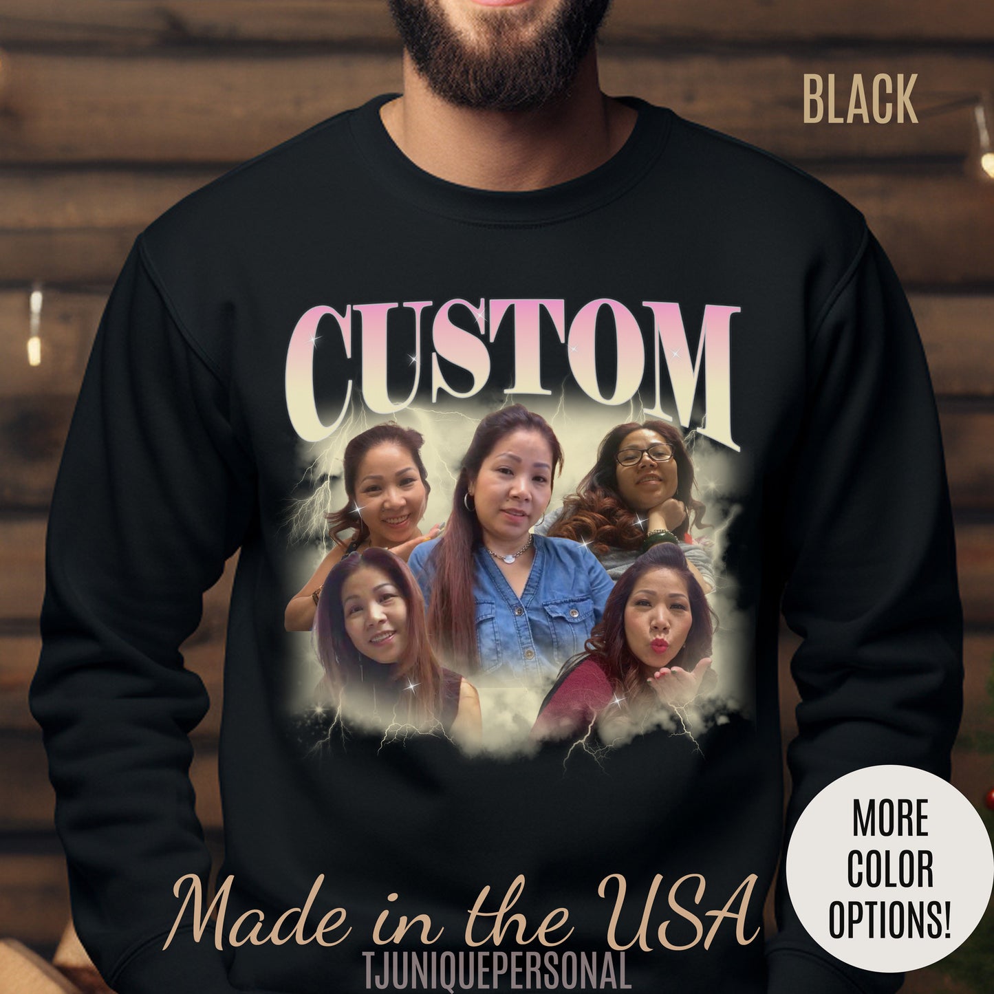 Custom Your Own Bootleg Tee, Retro Custom Bootleg Rap Tee, Custom Photo Sweatshirt, Insert Your Design Vintage Graphic 90s Sweatshirt, S1384