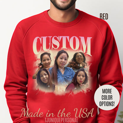 Custom Your Own Bootleg Tee, Retro Custom Bootleg Rap Tee, Custom Photo Sweatshirt, Insert Your Design Vintage Graphic 90s Sweatshirt, S1384