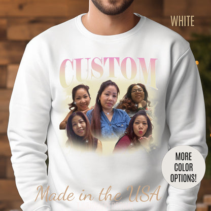 Custom Your Own Bootleg Tee, Retro Custom Bootleg Rap Tee, Custom Photo Sweatshirt, Insert Your Design Vintage Graphic 90s Sweatshirt, S1384