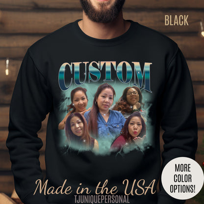 Custom Your Own Bootleg Tee, Retro Custom Bootleg Rap Tee, Custom Photo Sweatshirt, Insert Your Design Vintage Graphic 90s Sweatshirt, S1385