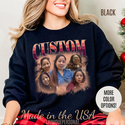 Custom Your Own Bootleg Tee, Retro Custom Bootleg Rap Tee, Custom Photo Sweatshirt, Insert Your Design Vintage Graphic 90s Sweatshirt, S1386