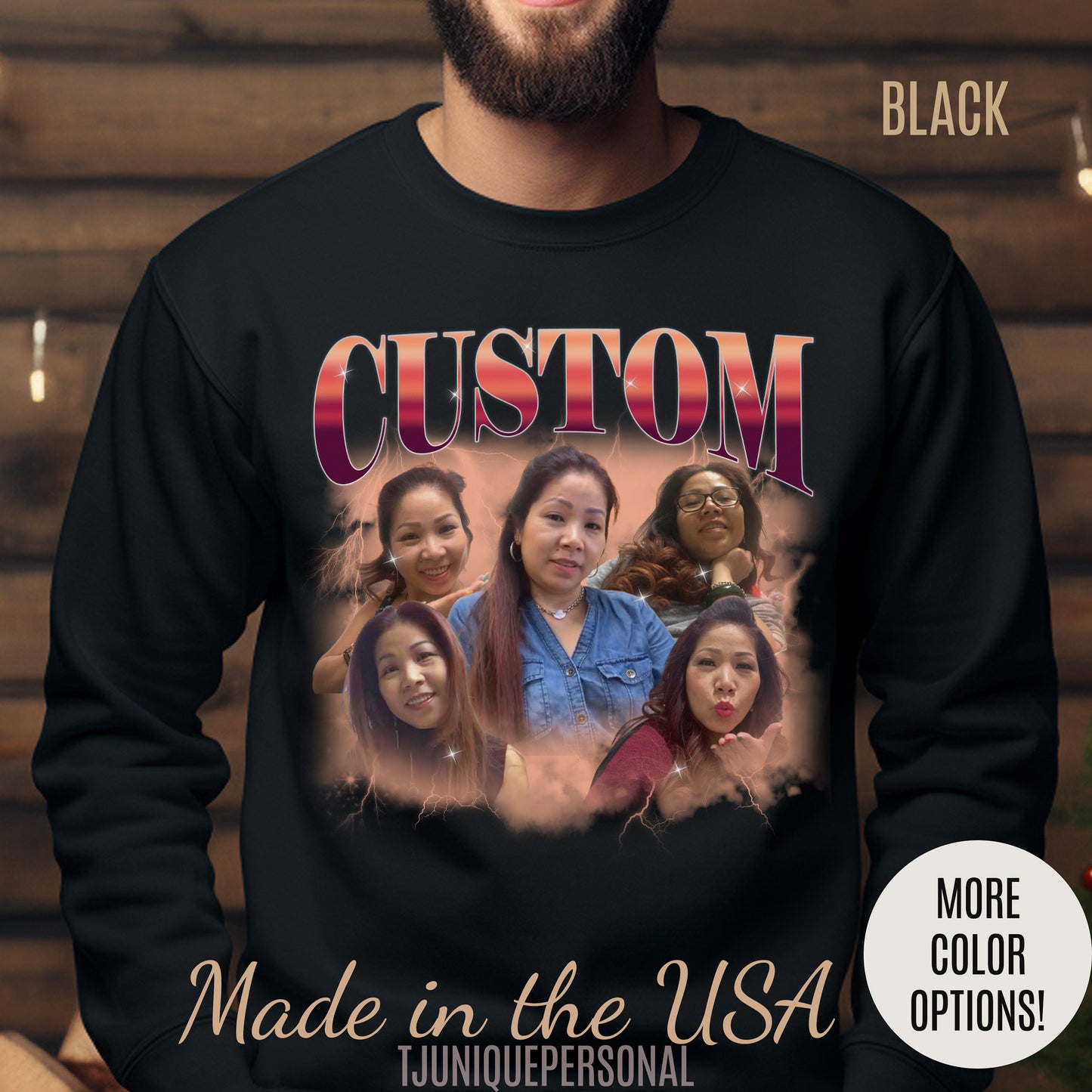 Custom Your Own Bootleg Tee, Retro Custom Bootleg Rap Tee, Custom Photo Sweatshirt, Insert Your Design Vintage Graphic 90s Sweatshirt, S1386