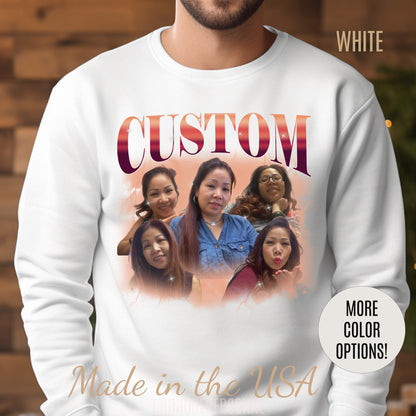 Custom Your Own Bootleg Tee, Retro Custom Bootleg Rap Tee, Custom Photo Sweatshirt, Insert Your Design Vintage Graphic 90s Sweatshirt, S1386