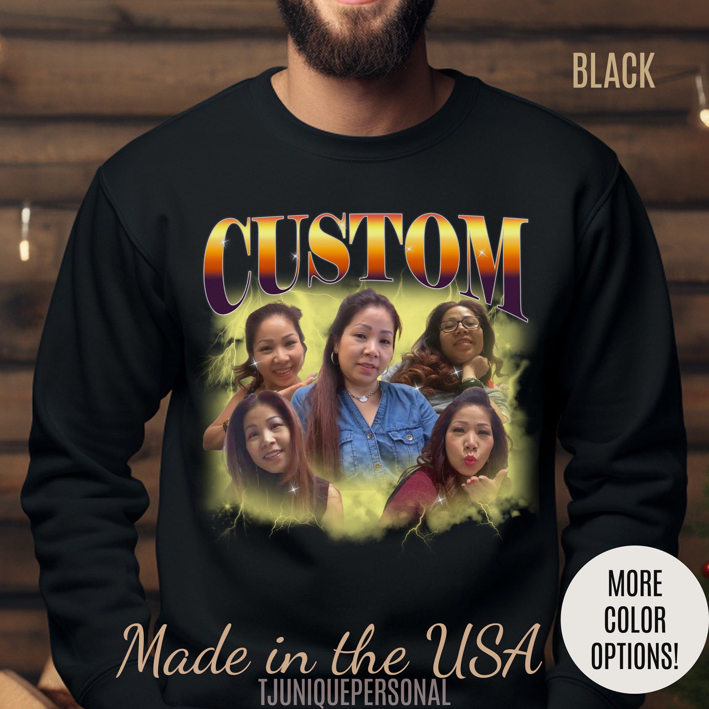 Custom Your Own Bootleg Tee, Retro Custom Bootleg Rap Tee, Custom Photo Sweatshirt, Insert Your Design Vintage Graphic 90s Sweatshirt, S1387