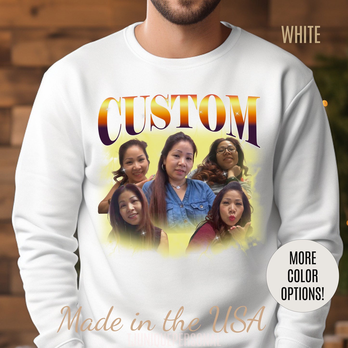 Custom Your Own Bootleg Tee, Retro Custom Bootleg Rap Tee, Custom Photo Sweatshirt, Insert Your Design Vintage Graphic 90s Sweatshirt, S1387