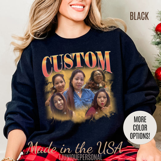 Custom Your Own Bootleg Tee, Retro Custom Bootleg Rap Tee, Custom Photo Sweatshirt, Insert Your Design Vintage Graphic 90s Sweatshirt, S1388