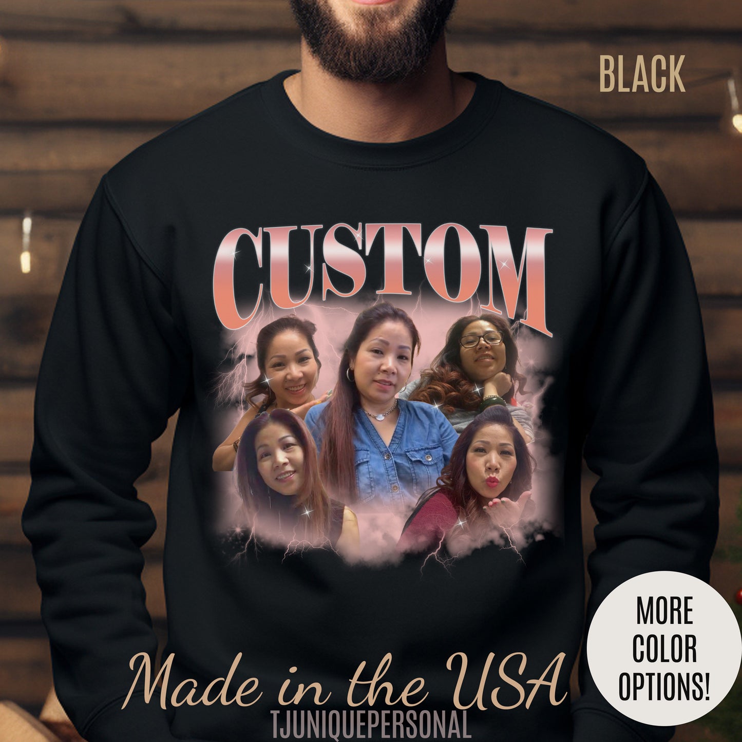 Custom Your Own Bootleg Tee, Retro Custom Bootleg Rap Tee, Custom Photo Sweatshirt, Insert Your Design Vintage Graphic 90s Sweatshirt, S1389