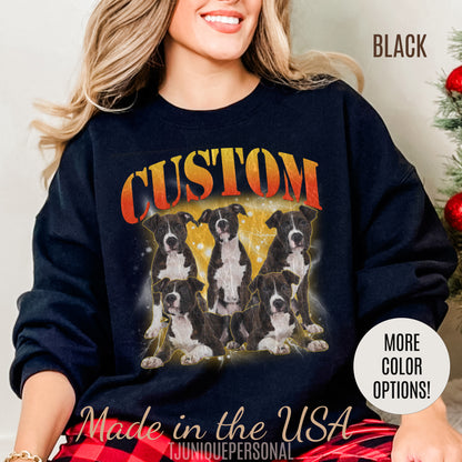 Retro Custom Your Own Bootleg Tee, Custom Cat Bootleg Tee, Custom Dog Bootleg Tee Custom dog portrait, Vintage Graphic 90s Sweatshirt, S1390