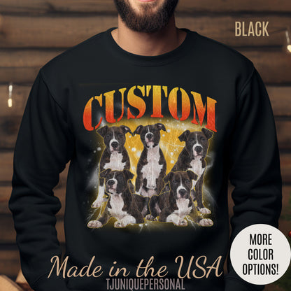 Retro Custom Your Own Bootleg Tee, Custom Cat Bootleg Tee, Custom Dog Bootleg Tee Custom dog portrait, Vintage Graphic 90s Sweatshirt, S1390