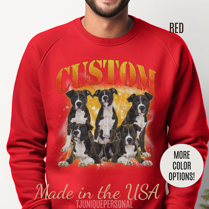 Retro Custom Your Own Bootleg Tee, Custom Cat Bootleg Tee, Custom Dog Bootleg Tee Custom dog portrait, Vintage Graphic 90s Sweatshirt, S1390