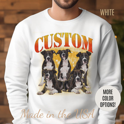 Retro Custom Your Own Bootleg Tee, Custom Cat Bootleg Tee, Custom Dog Bootleg Tee Custom dog portrait, Vintage Graphic 90s Sweatshirt, S1390