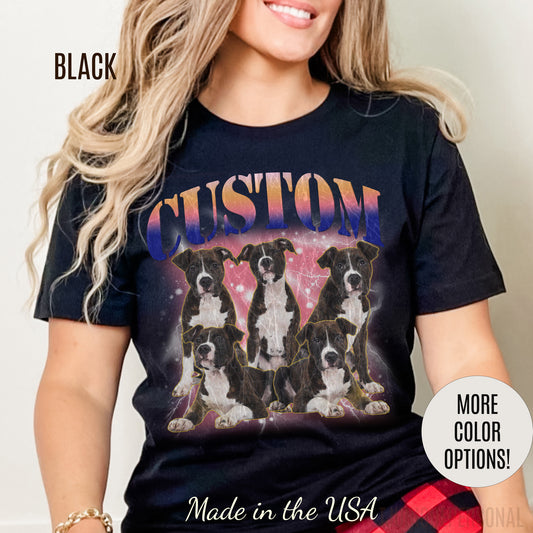 Retro Custom Your Own Bootleg Tee, Custom Cat Bootleg Tee, Custom Dog Bootleg Tee, Custom dog portrait, Vintage Graphic 90s Tshirt, T1392