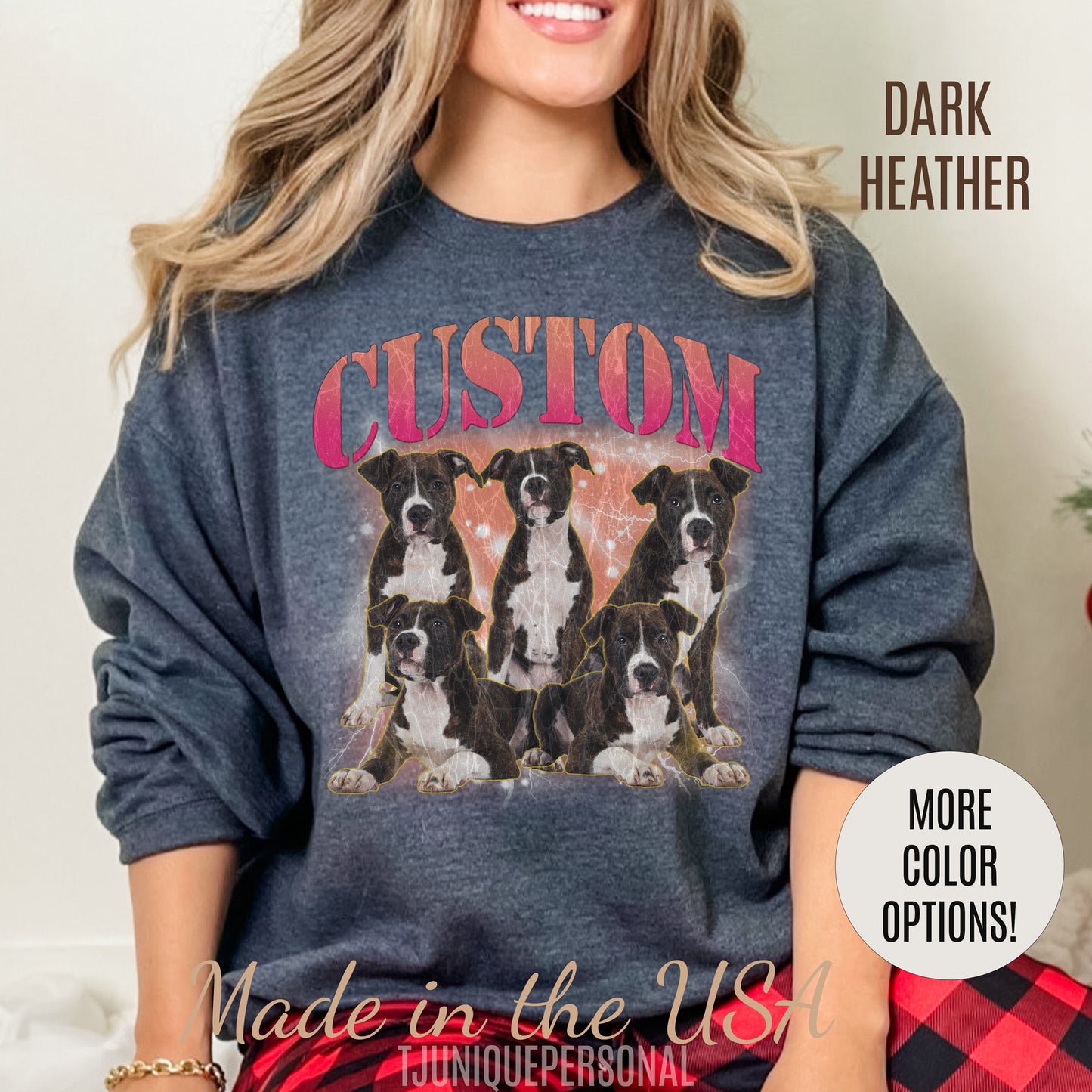 Retro Custom Your Own Bootleg Tee, Custom Cat Bootleg Tee, Custom Dog Bootleg Tee Custom dog portrait, Vintage Graphic 90s Sweatshirt, S1393