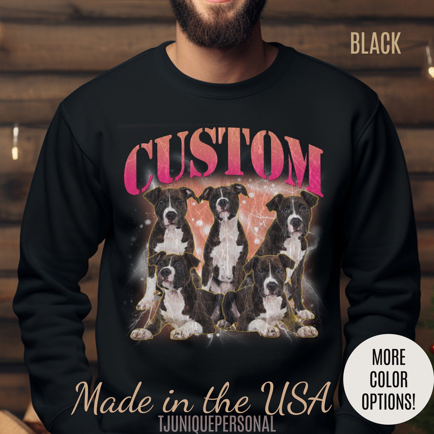 Retro Custom Your Own Bootleg Tee, Custom Cat Bootleg Tee, Custom Dog Bootleg Tee Custom dog portrait, Vintage Graphic 90s Sweatshirt, S1393