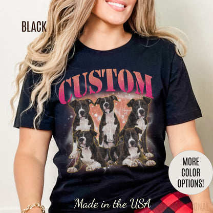 Retro Custom Your Own Bootleg Tee, Custom Cat Bootleg Tee, Custom Dog Bootleg Tee, Custom dog portrait, Vintage Graphic 90s Tshirt, T1393