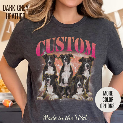 Retro Custom Your Own Bootleg Tee, Custom Cat Bootleg Tee, Custom Dog Bootleg Tee, Custom dog portrait, Vintage Graphic 90s Tshirt, T1393